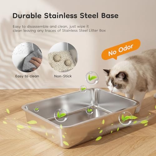 Enclosed Cat Litter Box, Stainless Steel Litter Box - Image 5