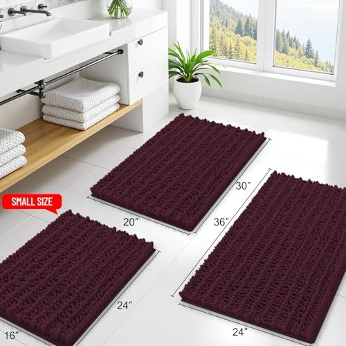 Smiry Bathroom Rugs 36X24, Extra Soft Rubber Backing Chenille Bath Mats - Image 2