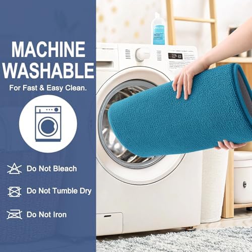 OLANLY Memory Foam Bathroom Runner Rugs 59x20, Long Bath Mats, Peacock Blue - Image 6