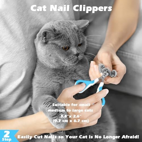 3PCS Cat Grooming Supplies, Cat Brush & Nail Clipper/Trimmer & Flea Comb - Image 4
