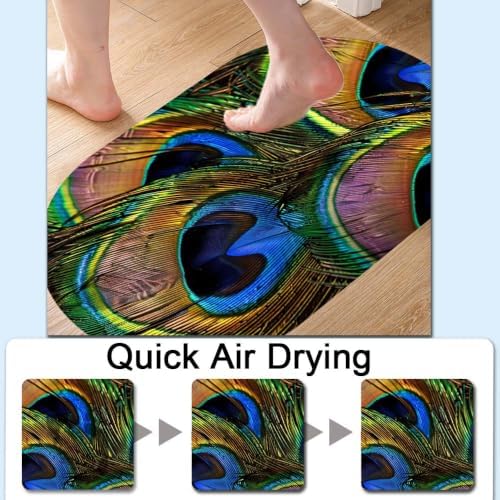 Vibrant-Peacock-Feathers Super Absorbent Quick-Drying Bathroom Mat Rug - Image 5