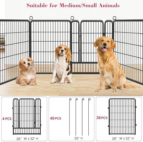 Dog Playpen Fence for Yard, 32inch 40 Panels Anti-Rust Pet Playpen Exercise Pen - Image 3