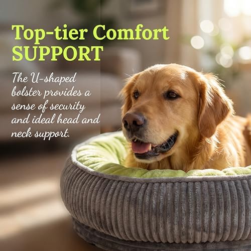 Calming Dog Bed for Small Dogs, Velvet Corduroy Washable Donut Pet Bed - Image 4