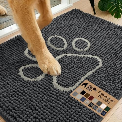 GORILLA GRIP SoakSTOPPER Dog Door Mat, Machine Wash Dry, 24x17 Charcoal by GorillaGrip