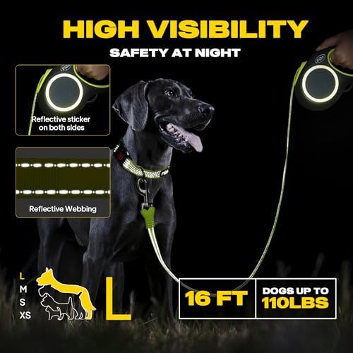 Fida Retractable Dog Leash, Reflective 16ft Heavy Duty Pet Walking Leash - Image 2