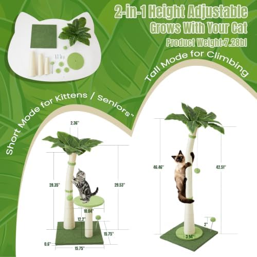 29.5-42.5" Cat Scratching Post, 2-in-1 Assembly, Adjustable Height - Image 2