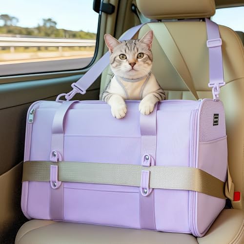 PETSFIT Large Cat Carrier with Patented Safety Buckles, Big Cats Up to 20 lb by Petsfit