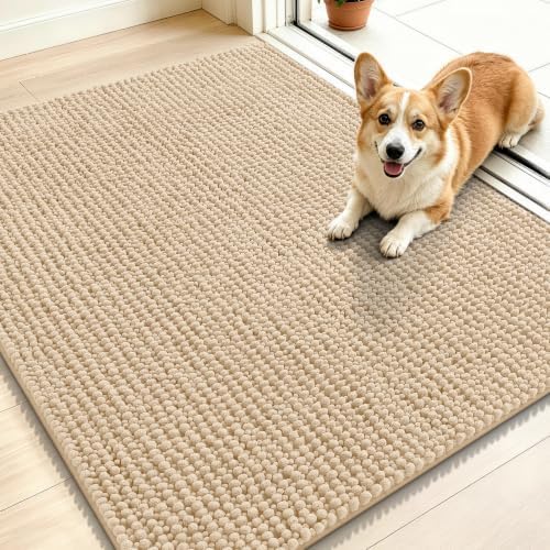 Smiry Dog Door Mat for Muddy Paws 40x32, Ultra Absorbent Chenille Doormat by Smiry