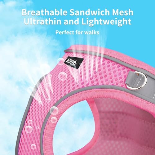 AIITLE Dog Harness and Leash Set, Step-in Puppy Pet Vest, Pure Pink XL - Image 6