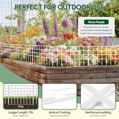 42.5ft x 13in Garden Fence Animal Barrier, 30 Panels No Dig Fence Panels - Image 5