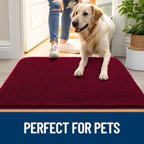 OLANLY Dog Door Mat for Muddy Paws 47x20, Super Absorbent Chenille Mud Mat - Image 6