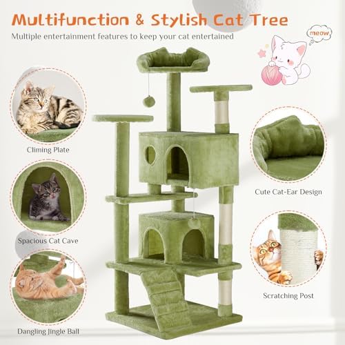 54 Inch Cat Tree Tower with Natural Sisal Scratching Post - Image 2