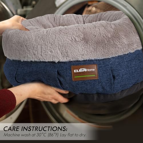 ClevaHome Calming Soft Plush Donut Cat Bed, Fluffy Round Cat Bed - Image 6