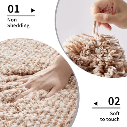 Disolla Beige & White Bathroom Runner Rug 24x59, Soft Plush Large Bath Mat - Image 4