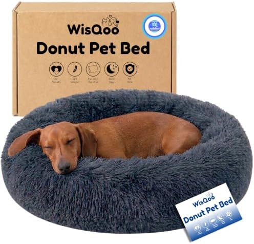Calming Donut Dog Bed – Faux Fur Anti-Anxiety Pet Bed by Unknown