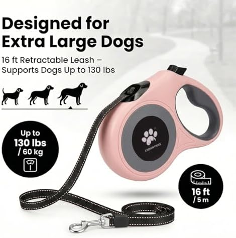 16 ft Retractable Dog Leash for Extra Large Dogs up to 130 lbs, Tangle-Free - Image 4