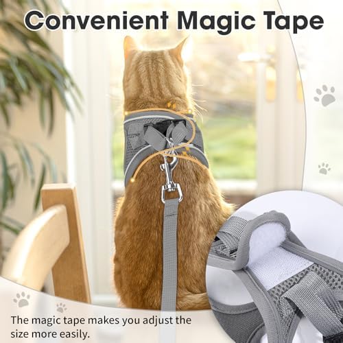 Cat Vest Harness and Leash Set, Escape Proof Kitten Harness Grey XS - Image 5