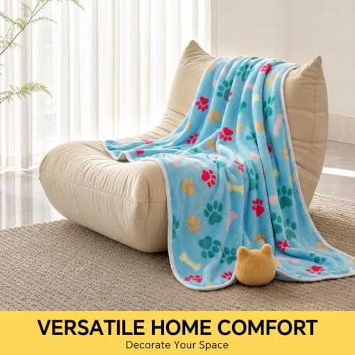 Luciphia 1 Pack 3 Blankets Fluffy Premium Fleece Pet Blanket Flannel Paw - Image 5