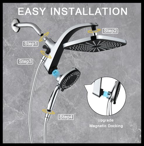 Rain Shower Head with Handheld Showerhead, Chrome 1.75GPM 460311 - Image 7