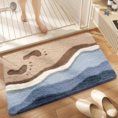 Cute Ocean Bathroom Rug Super Absorbent Bath Mat Machine Washable and Non Slip by Loismood