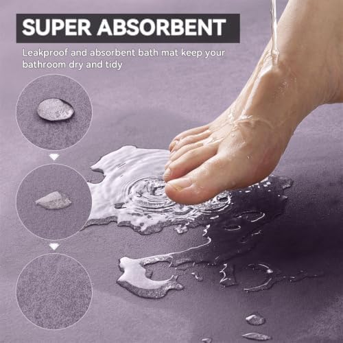 MontVoo -Bath Mat Rug-Rubber Backing Non Slip Quick Dry Absorbent Thin Bathroom - Image 2