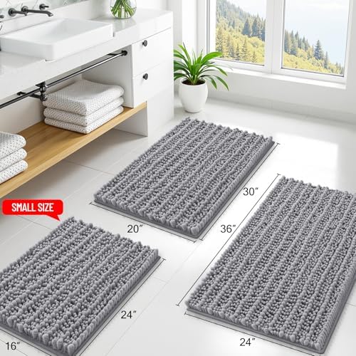 Smiry Bathroom Rugs 36X24, Extra Soft Rubber Backing Chenille Bath Mats - Image 2
