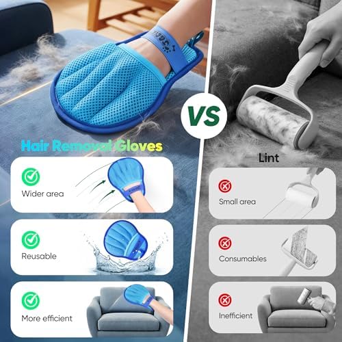 Pet Hair Removal Glove Cat & Dog, Electrostatic Reusable Hair Remover Tool - Image 3