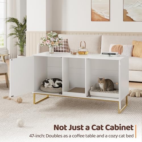 Kitty Litter Box Enclosure for 2 Cats, Small Hidden Cat Litter Box Furniture - Image 2