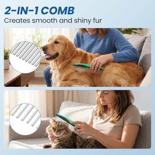 Pet Grooming Rake 4-in-1 Kit for Dogs and Cats, Double Sided Undercoat Rake - Image 3