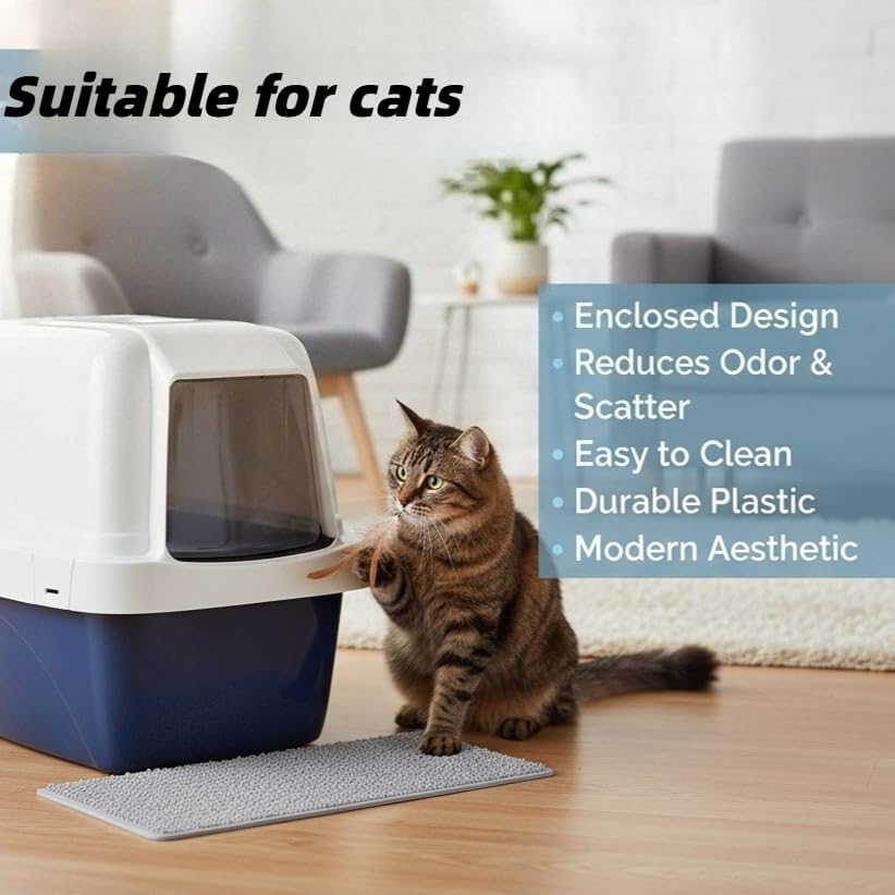 Sifting Cat Litter Box Extra-Large, Enclosed Hooded Pan - Image 7
