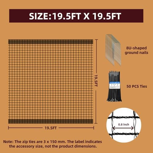 Heavy Duty Bird Netting for Chicken Coop, 19.5 x 19.5 ft 0.8”Mesh HDPE Chicken - Image 4