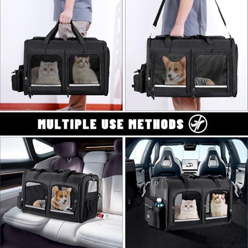 Cat Carrier for 2 Cats, Double Cat and Dual Dog Carrier Large for Two Pets - Image 6