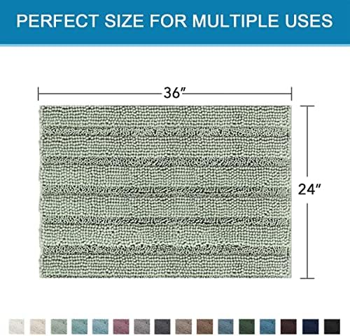 H.VERSAILTEX Bath Mats for Bathroom Non Slip Extra Thick Chenille Striped Bath - Image 2