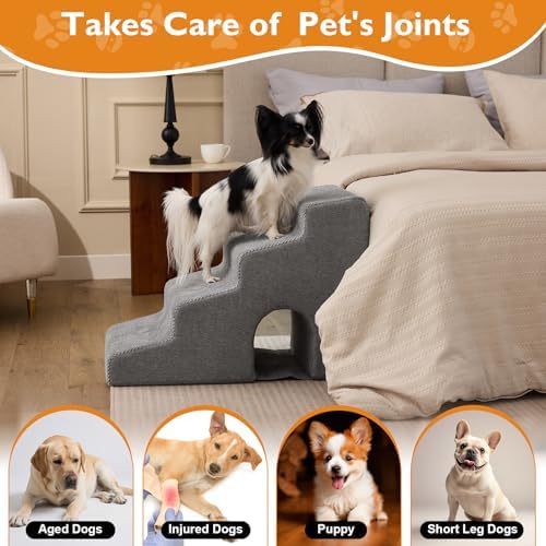 Ahpmeoa Dog Stairs for Bed 19.5’’ H, 4-Step Dog Steps for High Bed - Image 4