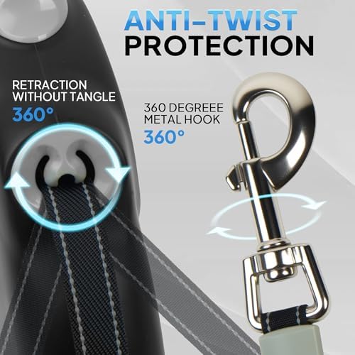 Upgraded Retractable Dog Leash for Large Dogs up to 50kg, 8m Reflective Tape - Image 3