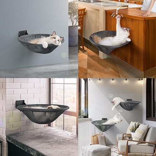 JUNSPOW Cat Hammock Wall Mounted, Foldable & Stable Cat Beds- Breathable Cat - Image 5