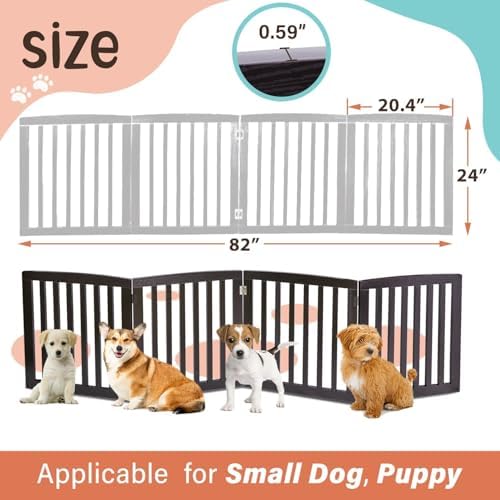 Dog Gate Pet Gate Indoor for Stairs Doorways 82x24 Inch 4 Panels Dog Fence - Image 4