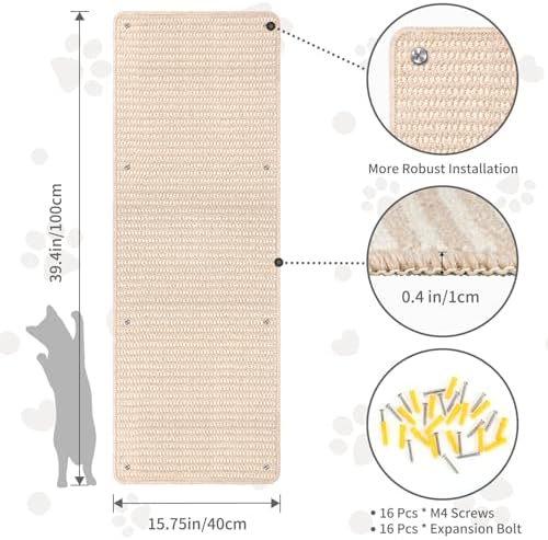 FHTONGE Extra Tall Thickened Cat Wall Climbing Carpet - Image 3
