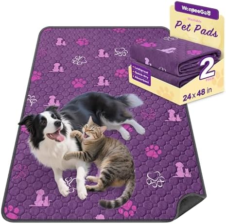 WanpeeGoo Washable Pee Pads for Dogs, Waterproof, 24 x 48 in, 2 Pack by WanpeeGoo