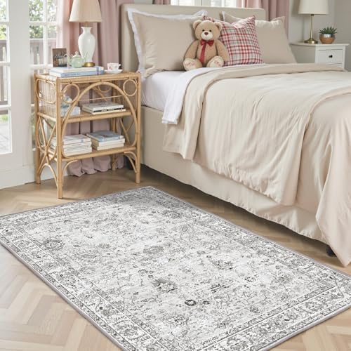 Grey Area Rug 3x5 Bedroom Rugs for Entryway Dorm by WelcometoBabovid