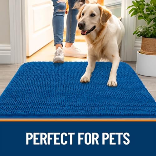 OLANLY Dog Door Mat for Muddy Paws 50x30, Super Absorbent Chenille Mud Mat - Image 6