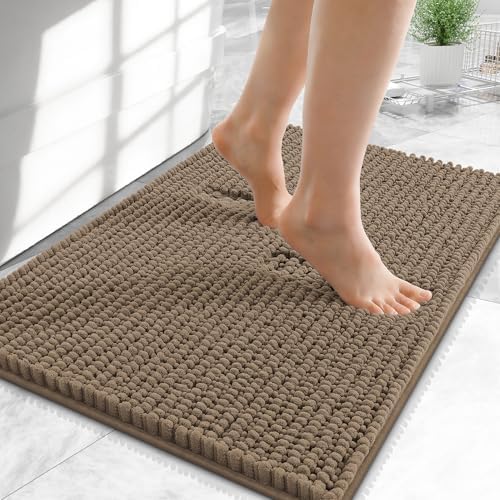 OLANLY Thick Chenille Small Bathroom Rugs 24x16, Absorbent Bath Mat by OLANLY