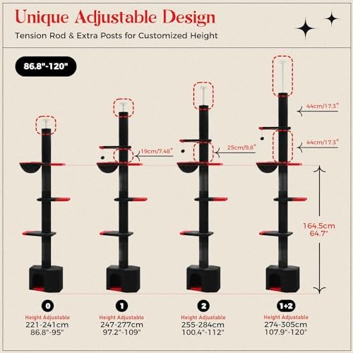 PAWZ Road Gothic Cat Tree, 86.8"-120" Floor to Ceiling Tower Large Condo - Image 2