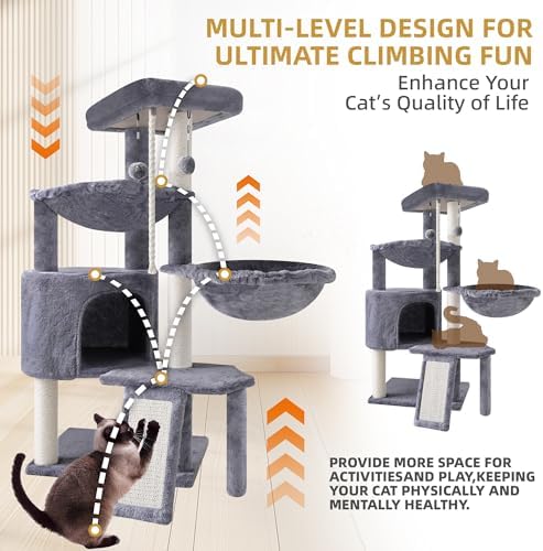 Three Layer Cat Tree with Cat Condo and Two Hammocks - Image 5