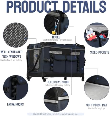 PEGIC 30" Collapsible Rolling Dog Crate - Image 6