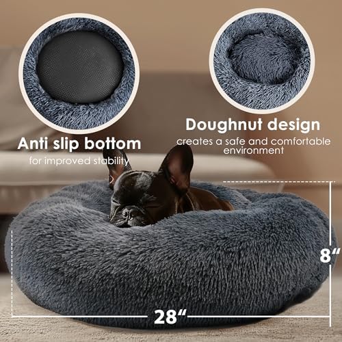 28in Large Dog Bed, Calming Donut Bed - Image 3