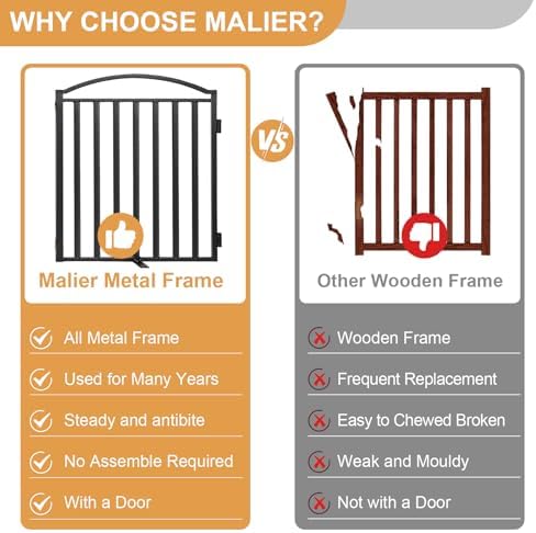 Malier Metal Freestanding Dog Gates, Outdoor Indoor Dog Fences, Extra Wide - Image 2