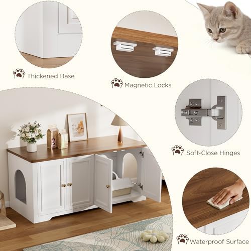 Cat Litter Box Enclosure, 47.2" Cat Litter Box Furniture - Image 6