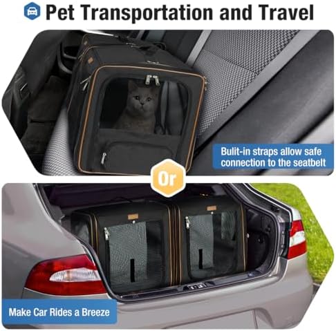 Lekereise Large Cat Carrier for 2 Cats, 2-in-1 Cat Travel Carrier - Image 6