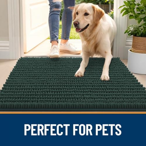 OLANLY Dog Door Mat for Muddy Paws 36x24, Ultra-Absorbent Chenille Mud Mat - Image 6